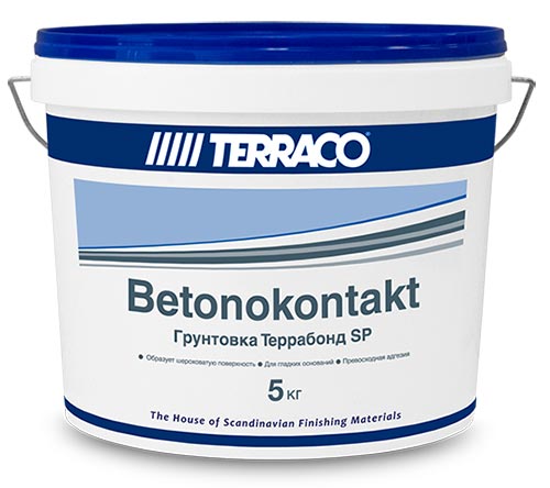 Адгезионная грунтовка Terraco бетоноконтакт Terrabond SP Крупнозернистый розовый для слабо впитывающих оснований, 5 кг ведро